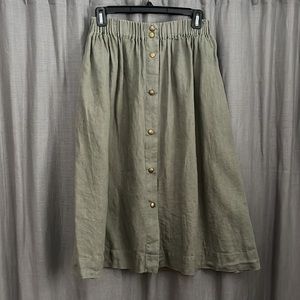 Not Perfect Linen Marseille skirt in Desert Sage. Size small